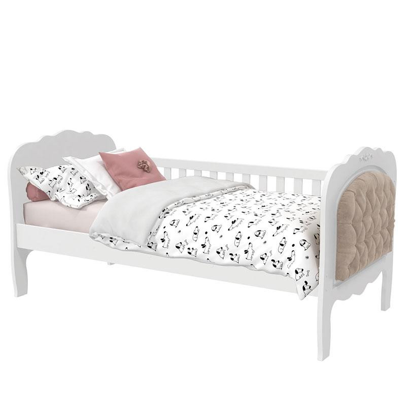 Cama Provence com Capitonê Branca Acetinado