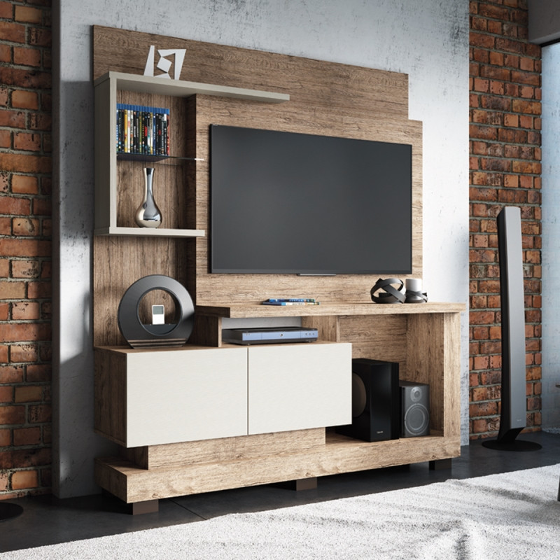 Estante Home Theater Linea Brasil Turin Naturale Fendi Wood