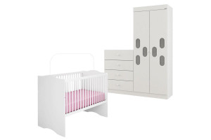 1Quarto de Bebê Meu Bebê 2 Portas com Berço Alegria Branco B