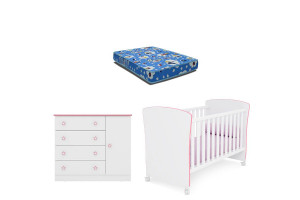 Berço Americano 2484 com Colchão e Cômoda Infantil 2561 Carv