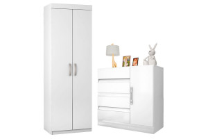 Cômoda Exellence 8000 e Multiuso Popy 6020 Branco – Araplac