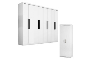 Guarda Roupa 1684 Branco e Armário Multiuso 6020 Branco - Ar