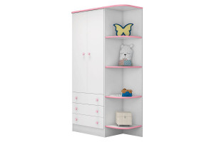 guarda roupa infantil com cantoneira doce sonho 105 rosa bra