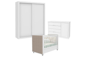 Quarto de Bebê 2 Portas Tutto New Branco Acetinado com Capit