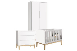 Quarto de Bebê Classic 2 Portas Branco com Pés Madeira Natur