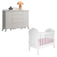 Berço Americano Mini Cama e Cômoda Infantil Realeza 2 Portas