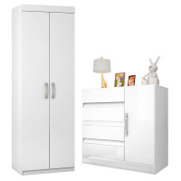 Cômoda Exellence 8000 e Multiuso Popy 6020 Branco – Araplac