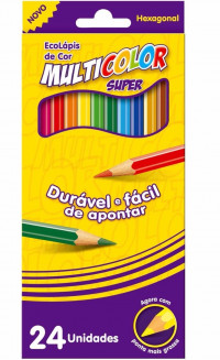 Lápis De Cor 24 Cores Grande Super Multicolor