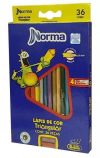 Lápis De Cor 36 Cores Triangular + Apontador Norma
