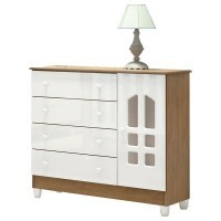 Quarto de Bebê Selena 3 Portas Berço Mirelle Branco Acetinad