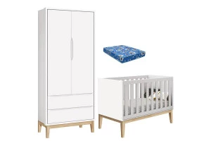 Berço-Americano-com-Colchão-e-Guarda-Roupa-Classic-2-Portas-