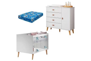 Berço-Americano-Ludmila-e-Cômoda-Infantil-Duda-Branco-Bétula