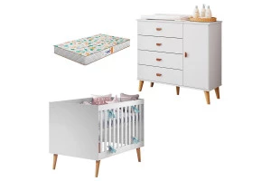 Berço-Americano-Ludmila-e-Cômoda-Infantil-Duda-Branco-Bétula