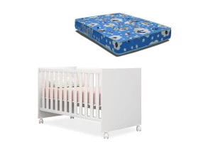Berço Americano mini cama 100 branco brilho e Colchão Phisic