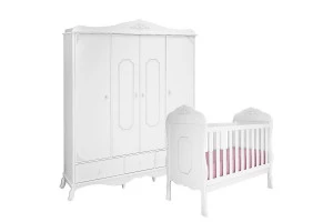 Berço Americano Realeza e Guarda Roupa Infantil Realeza 4 Po