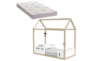 Cama Montessoriana Liv Branco Soft Natural com Colchão - Mat