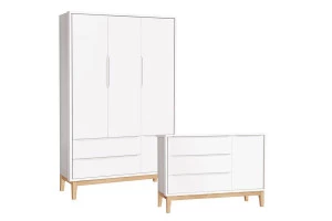 Cômoda com Porta e Guarda Roupa Infantil 3 Portas New Classi