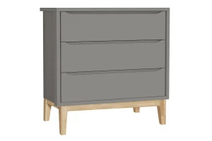 Cômoda Gaveteiro Infantil New Classic Cinza Madeira Natural 