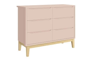comoda-infantil-6-gavetas-classic-rosa-fosco-com-pes-natural