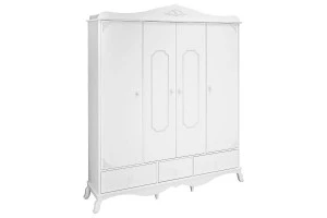 Guarda roupa infantil 4 portas Realeza Branco Acetinado Cana