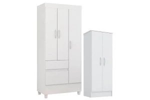 Guarda Roupa Infantil Wind e Armário Multiuso Viena Branco B