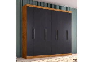 Guarda Roupa Casal Ambiente Prime 1684 Freijó Carbono - Araplac
