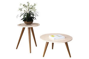 Mesa de Centro e Mesa Lateral Sorelle Off White – HB Móveis