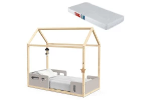 Mini-Cama-Montessoriana-Liv-Cinza-com-colchao-Matic