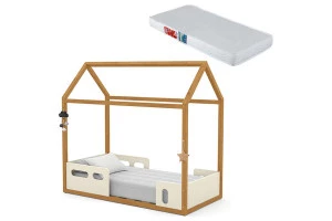 Mini-Cama-Montessoriana-Liv-Off-White-Freijo-com-colchao-Mat