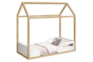 Mini Cama Montessoriana Zoe Branco Acetinado Pinus Natural –