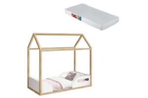 Mini Cama Montessoriana Zoe Branco Acetinado Pinus Natural c