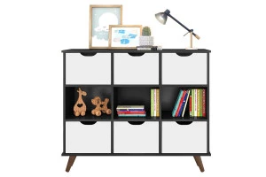 Nicho-Organizador-1478-retro-Preto-com-6-gavetas-brancas-Qmo