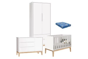 Quarto-de-Bebe-Classic-2-Portas-com-Colchao-e-Comoda-Branco-
