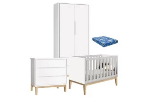 Quarto-de-Bebe-Classic-2-Portas-com-Colchao-e-Comoda-Gavetei