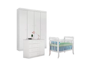 Quarto de Bebê Helena com Berço Lila Branco Brilho – Phoenix