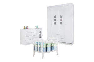 Quarto de Bebê Lívia com Berço Lila Branco Brilho - Phoenix