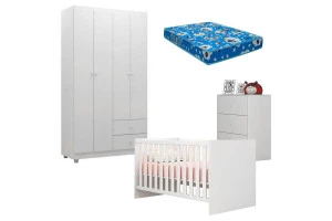 Quarto de Bebê Louise 4 Portas com Berço Doce Sonho 100 Bran