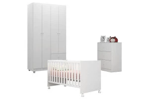 Quarto de Bebê Louise 4 Portas com Berço Doce Sonho 100 Rodí