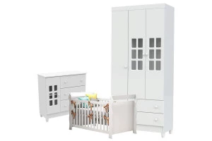 Quarto-de-Bebe-Mariah-3-portas-com-Berço-Lara-branco-Brilho-