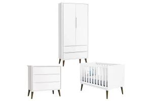 Quarto de Bebê Theo 2 Portas Branco Acetinado com Pés Amadei