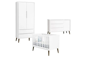 Quarto de Bebê Theo 2 Portas com Cômoda com Porta Branco Ace
