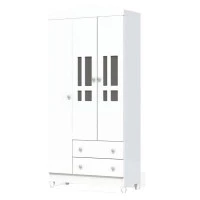 1Guarda Roupa Infantil Ariel 3 Portas Branco Brilho – Caroli