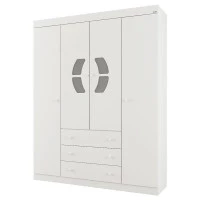 1Guarda Roupa infantil Belly 4 Portas Branco Brilho - Canaã