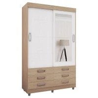 1Guarda Roupa Solteiro Atraente 2600 Noce Linho - Araplac