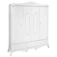 2Guarda Roupa 4 Portas e Cômoda Infantil Realeza Branco Acet