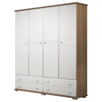 2Guarda Roupa e Cômoda Pérola Branco Acetinado Wengue – Cana