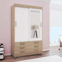 2Guarda Roupa Solteiro Atraente 2600 Noce Linho - Araplac