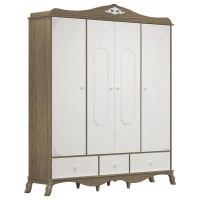 3Berço Americano e Guarda Roupa Infantil Realeza 4 Portas Br