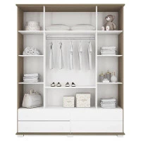 3Guarda Roupa e Cômoda Pérola Branco Acetinado Wengue – Cana