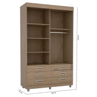 4Guarda Roupa Solteiro Atraente 2600 Noce Linho - Araplac
